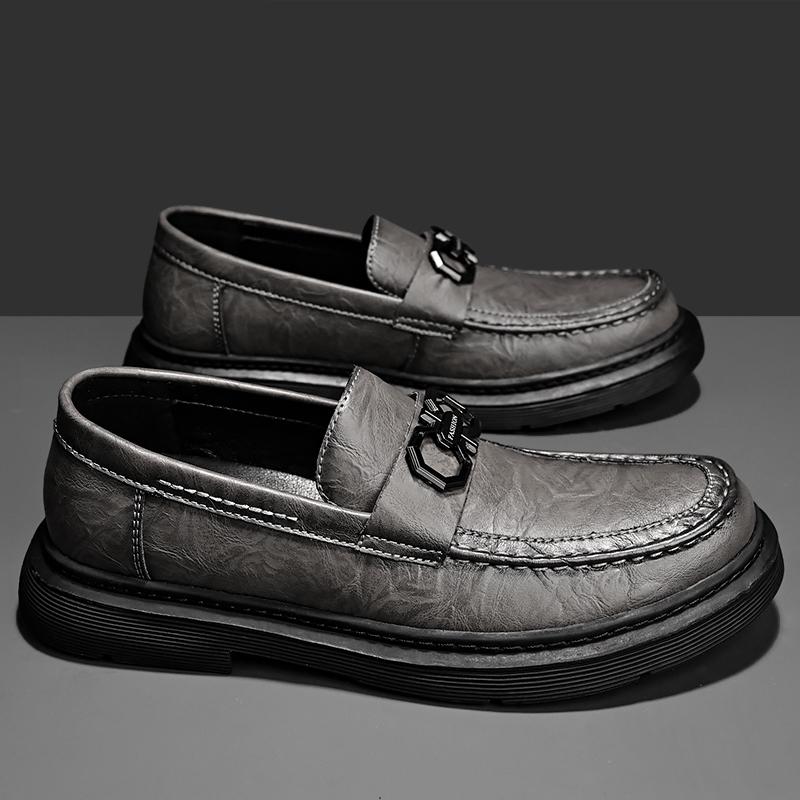 Fashion Leather Shoes Man Casual Loafers Luxury Design Slip On Male Dress Shoes Leisure Style Big Size Outdoor Wear-resistant Sole