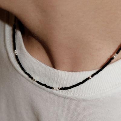 OURPIERRE LOVE SKINNY BEADS Necklace BLACK (M)