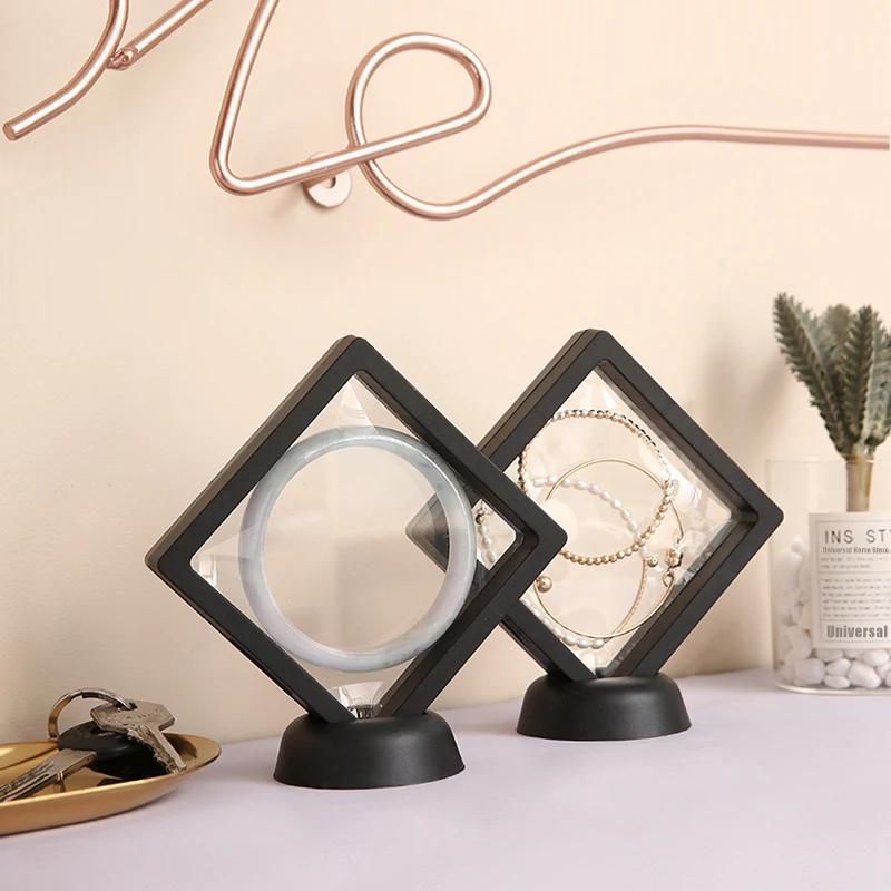 Jewelry Ring Earring Display Stand Box PE Film Pendant Holder Coin Badge Medal Storage Loose Diamond Gem Stone Presentation Case