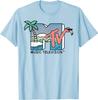 MTV Beach Island Flamingo Logo Vintage Graphic TShirt MTV Sunset Shape Boombox Checker Design Tee Top Unisex on The Moon Outfits