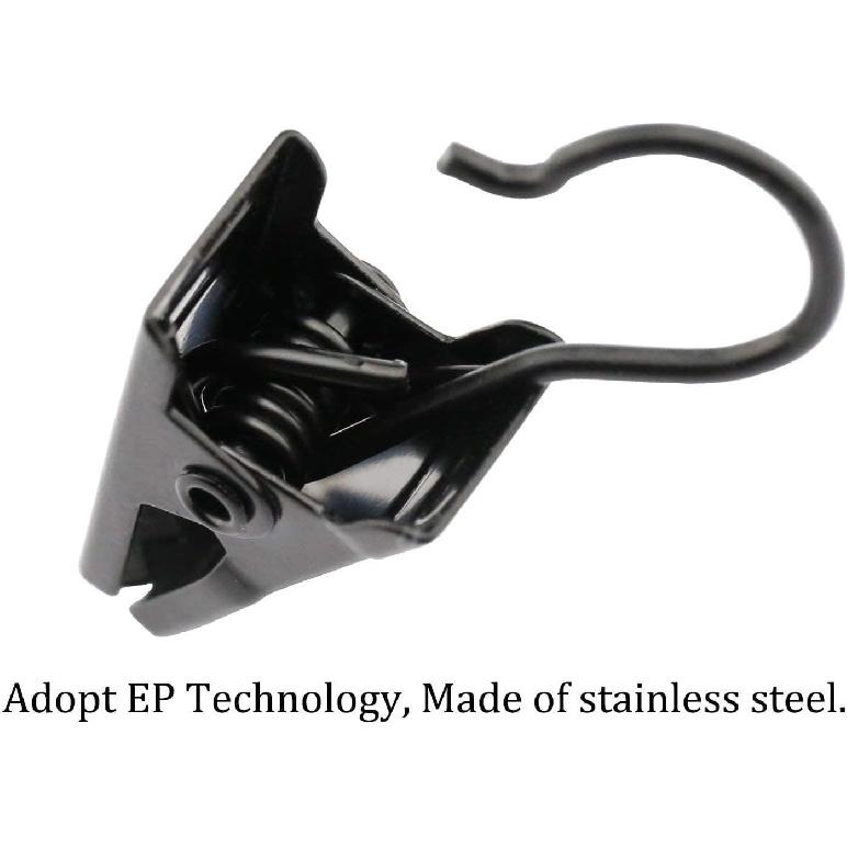 JANYUN 30 Pack Small Heavy-Duty Hook Clip Set Metal Curtain Hangers Clips for Clip Photo Home Decoration Art Craft Display - Black