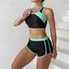 Fashion Women's Color Blocking Slim Beach Split Swimsuit Bikini