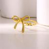 Stainless Steel Bow Rings For Women Men Gold Color Open Adjustable Bowknot Ring Femme Cpuple Charming Elegant Jewelry