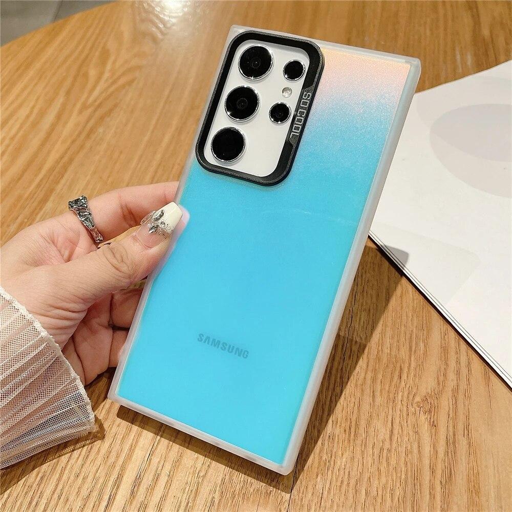 

Жесткий чехол для телефона с лазерным блеском для Samsung S24 S23 Ultra S22 Plus S21 S20 FE Note 20 A73 A53 A54 A34 A24 A14 A51 A71, матовый чехол For Samsung A73 белый