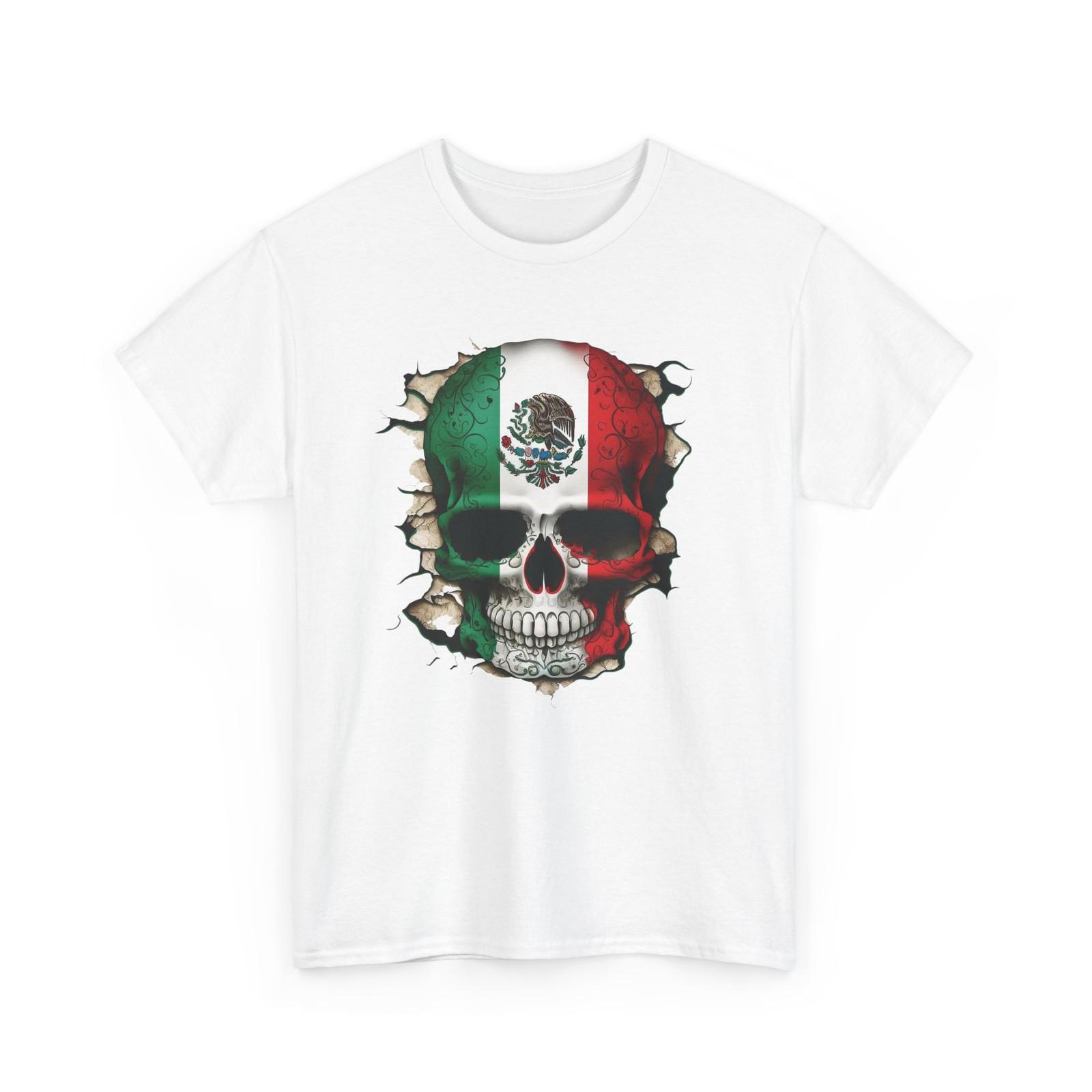 

Mexico Flag Skull Calavera T Shirt Mexican Pride Dia De Los Muertos Graphic Tee 5XL різнокольоровий