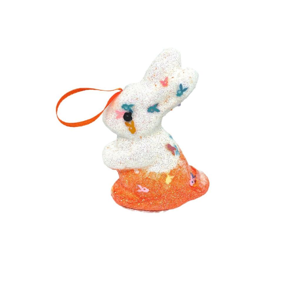 6 Pieces Easter Rabbit Ornaments,Glitter Bunny Decorations,Multicolored Hanging Ornament Craft Decor for Easter Party Supplies