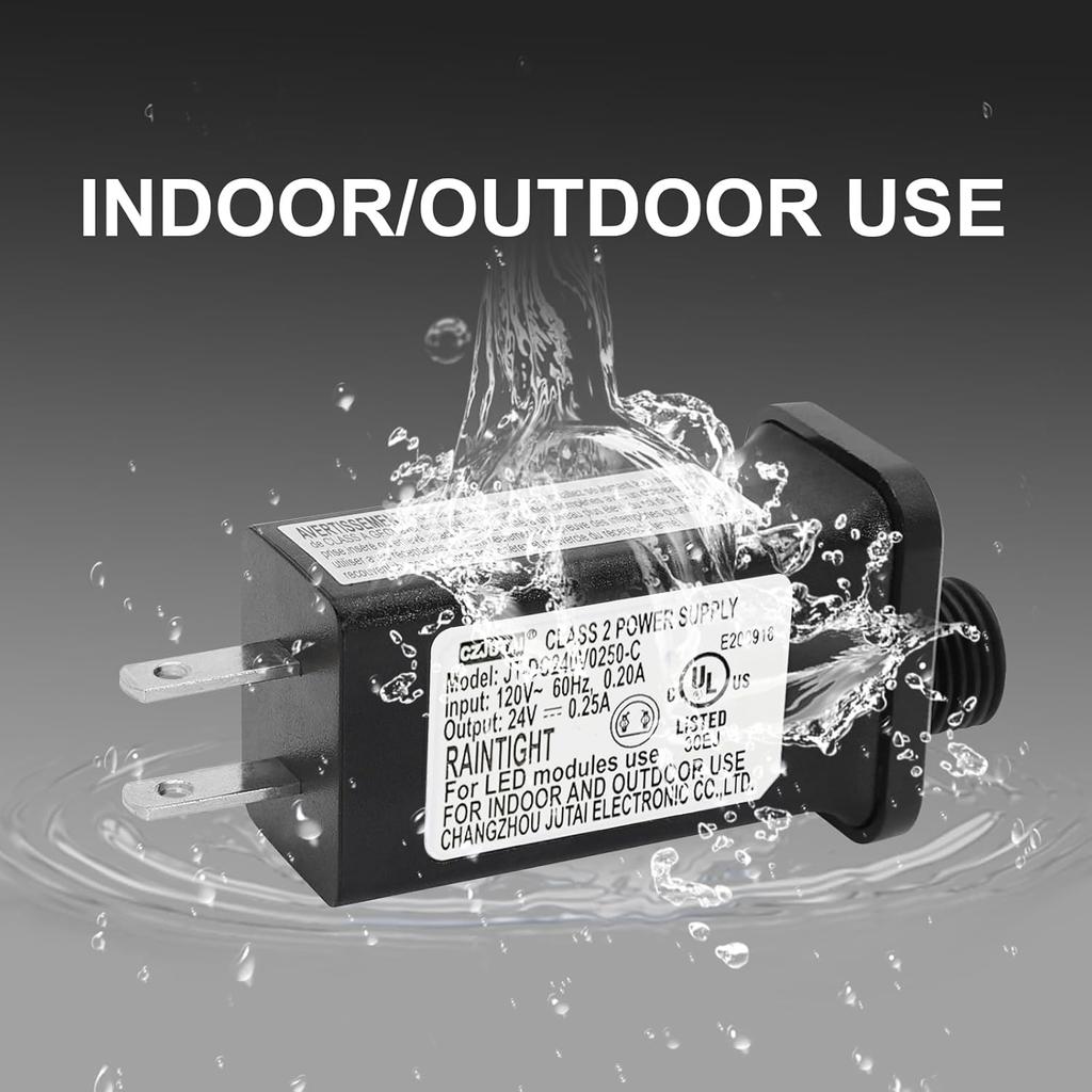 Replacement 24V 0.25A 6W LED Transformer for CZJUTAI JT-DC024V0250-C Class 2 Power Supply IP44 LED Light Controller Low Voltage Transformer for