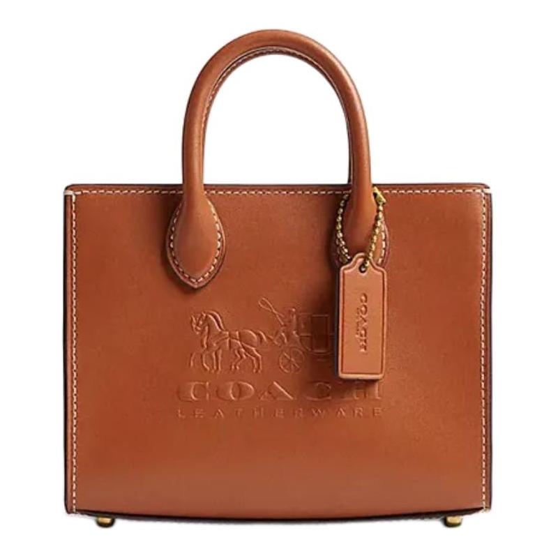 

COACH Ace 17 Carriage Pattern Print Cow Leather Tote Bag Tote Bag Shopping Bag Shoulder Crossbody Handbag Small Women s Polished Amber коричневий
