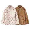 Mode Wolle Fleece Blume Warm Reißverschluss Pullover Jacke Stehkragen Locker Jacke Verdickt Herbst/Winter Damenbekleidung