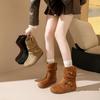 Maillard Retro Short Boots Women's Autumn New Short Tube Pleated Piled Boots Inner Height Increase Martin Boots
