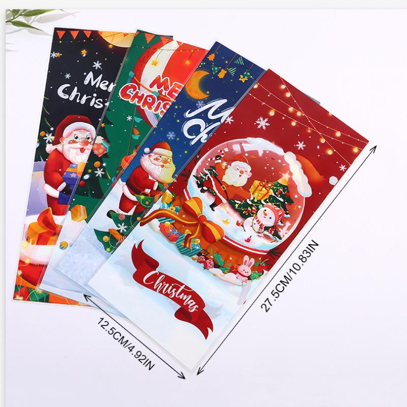 Set 50/100 Buc Pungi Cadou Bomboane Crăciun Cu Design Moș Crăciun Pentru Decorațiuni Petrecere Xmas Navidad Consumabile Ambalare Biscuiți Favore