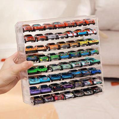 Tomica 1:64 modelinių automobiliukų vitrina ir laikymo dėžutė – Daugiasluoksnis, pusiau permatomas organizatorius sportiniams automobiliams