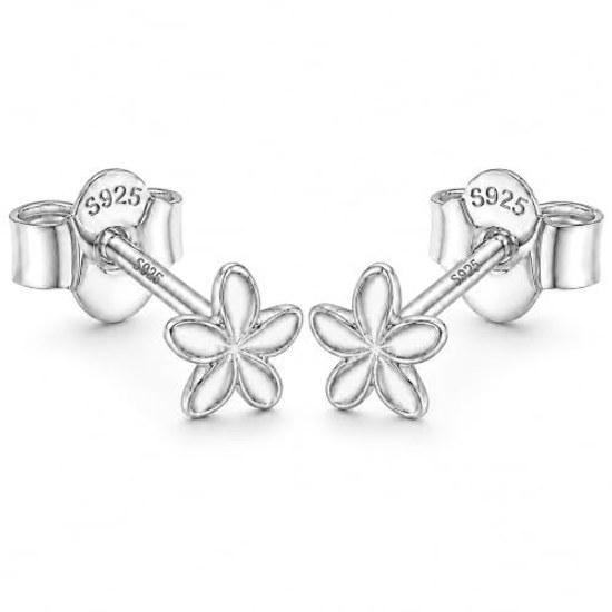 Earrings Silver Silver925 Flower Simple Hawaiian 6mm 4mm Small Mini Wearable Gold Pink Subtle Unobtrusive