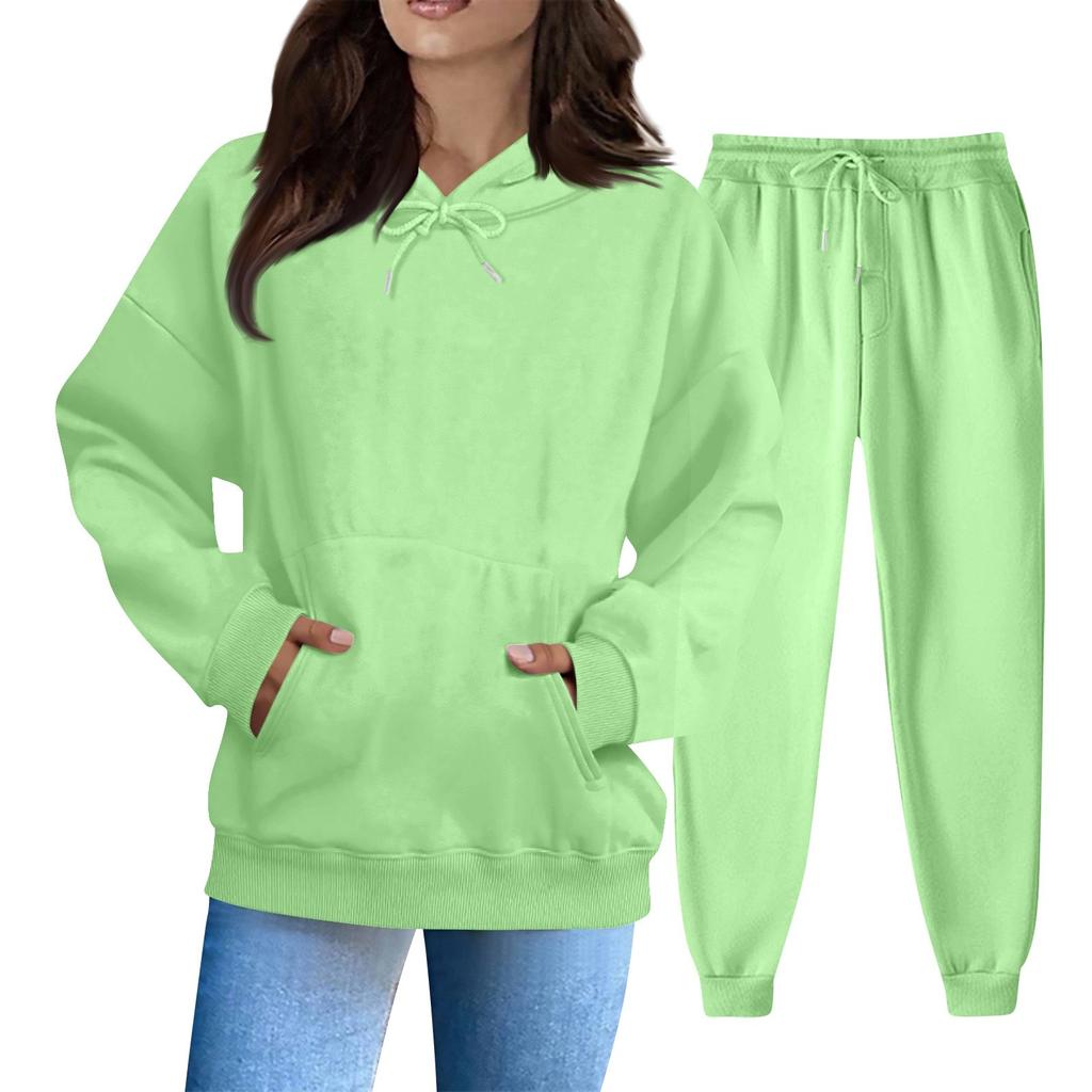 Women's Solid Color Sweatshirt Set (sweatshirt + Sweatpants)