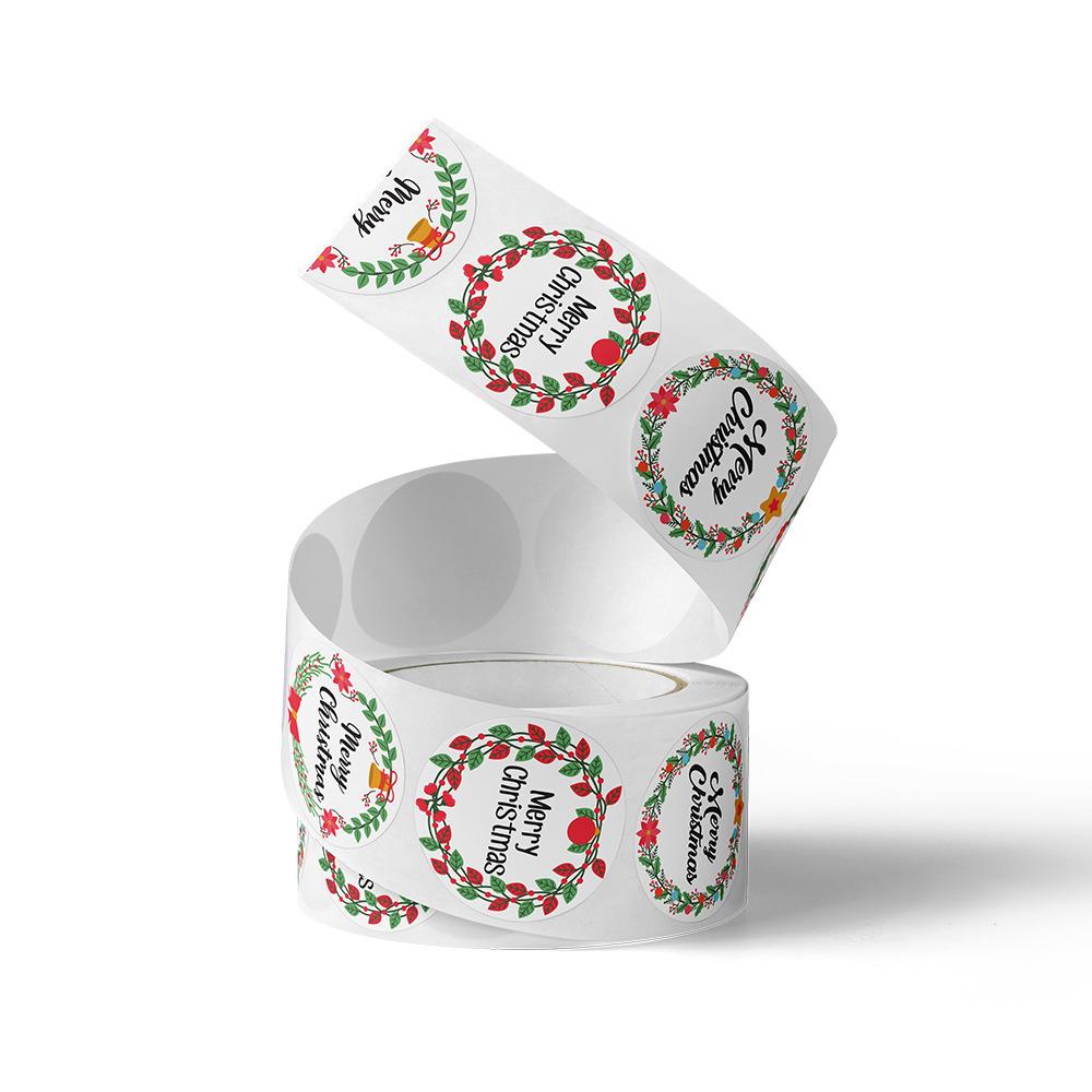 100-500Pcs High-Standard Merry Premium-Quality Christmas High-Standard Holiday Superior-Grade Stickers Superior-Grade Wreath Top-Grade Adhesive