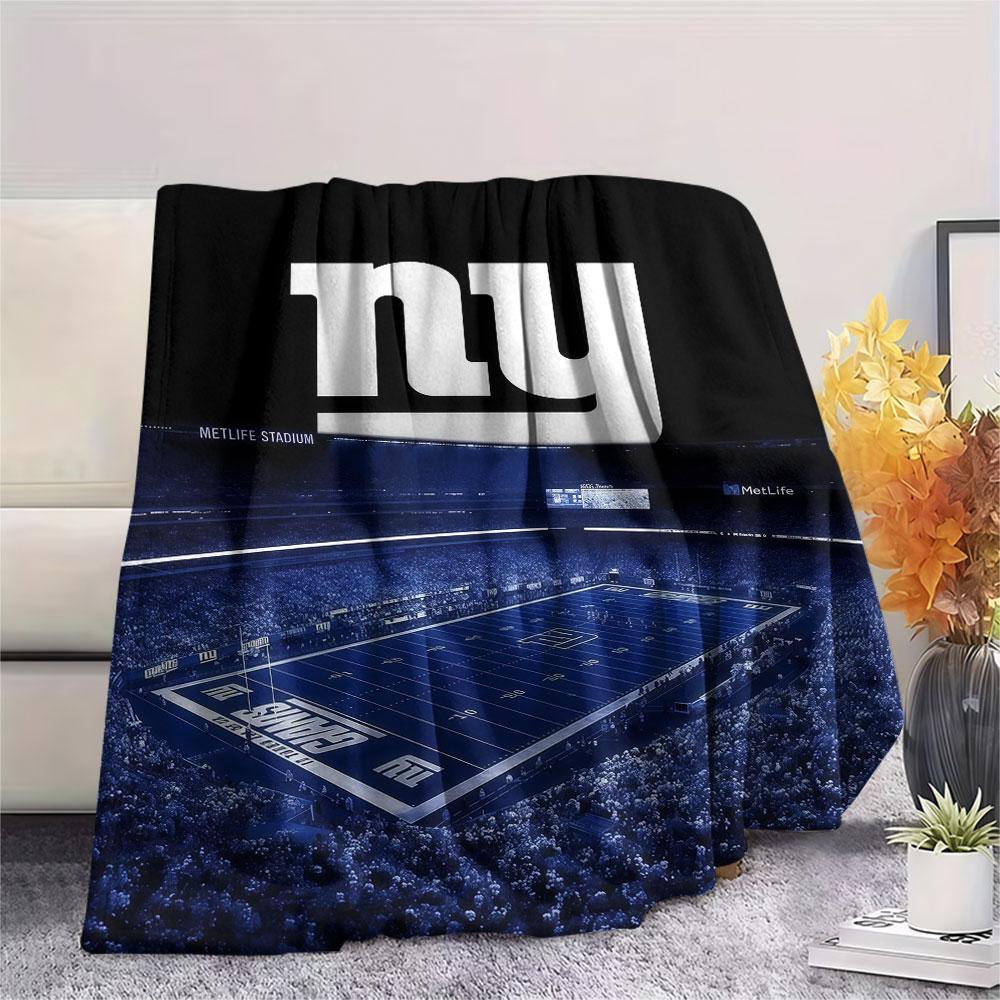 NY Giants Printed Flannel Blanket, soft throw for bedroom sofa, washable, fan merchandise, great gift.