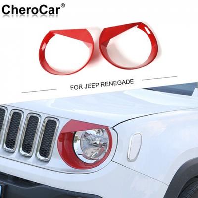 2x Front Light Bezel Headlight Cover Decor Ring Trim for Jeep Renegade 16-18 Red