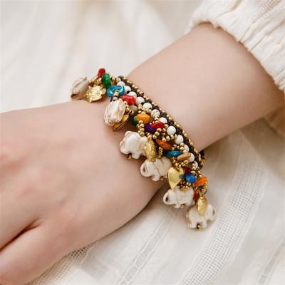 Vintage Ethnische Tibetische Elefantenarmband für Frauen, Handgewebtes Handseil Nepal Stil Handgefertigter Schmuck