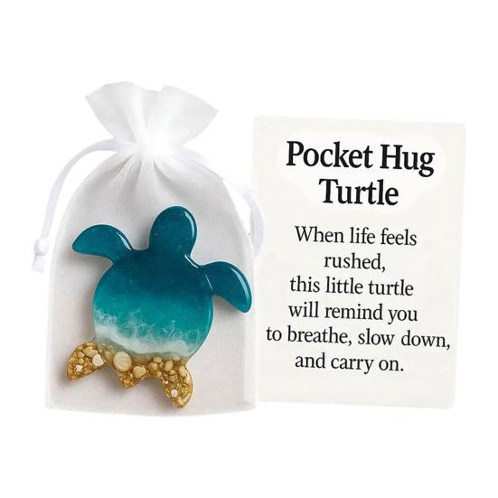 Yousheng Pocket Hug Animal with Positive Card Emotional Support Resin Animal Token Mini Dachshund Turtle Owl Cat Corgi Bulldog Statue Figurine Gift
