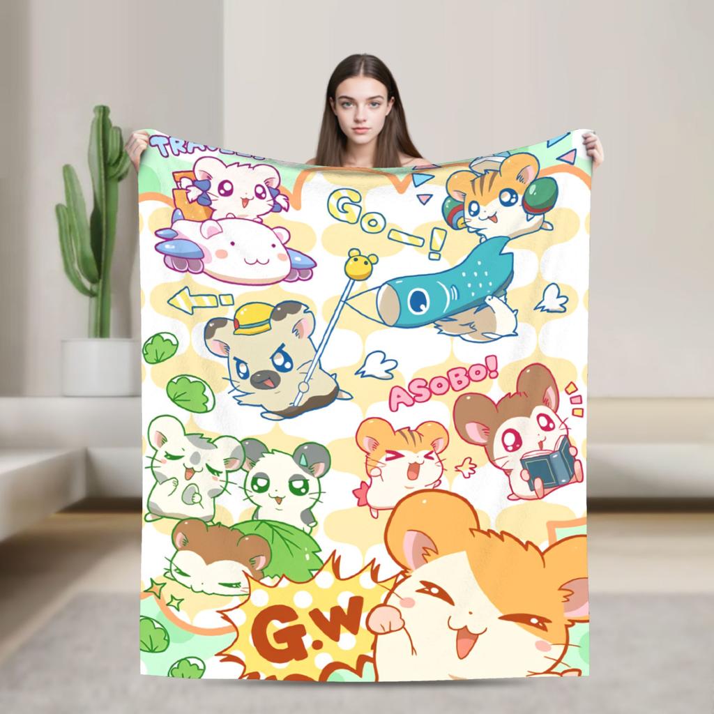 Adventure Story Hamtaro Blanket Super Warm Novelty Plush Bedding Throws For Bedroom Airplane Travel Flannel Bedspread Bed Cover