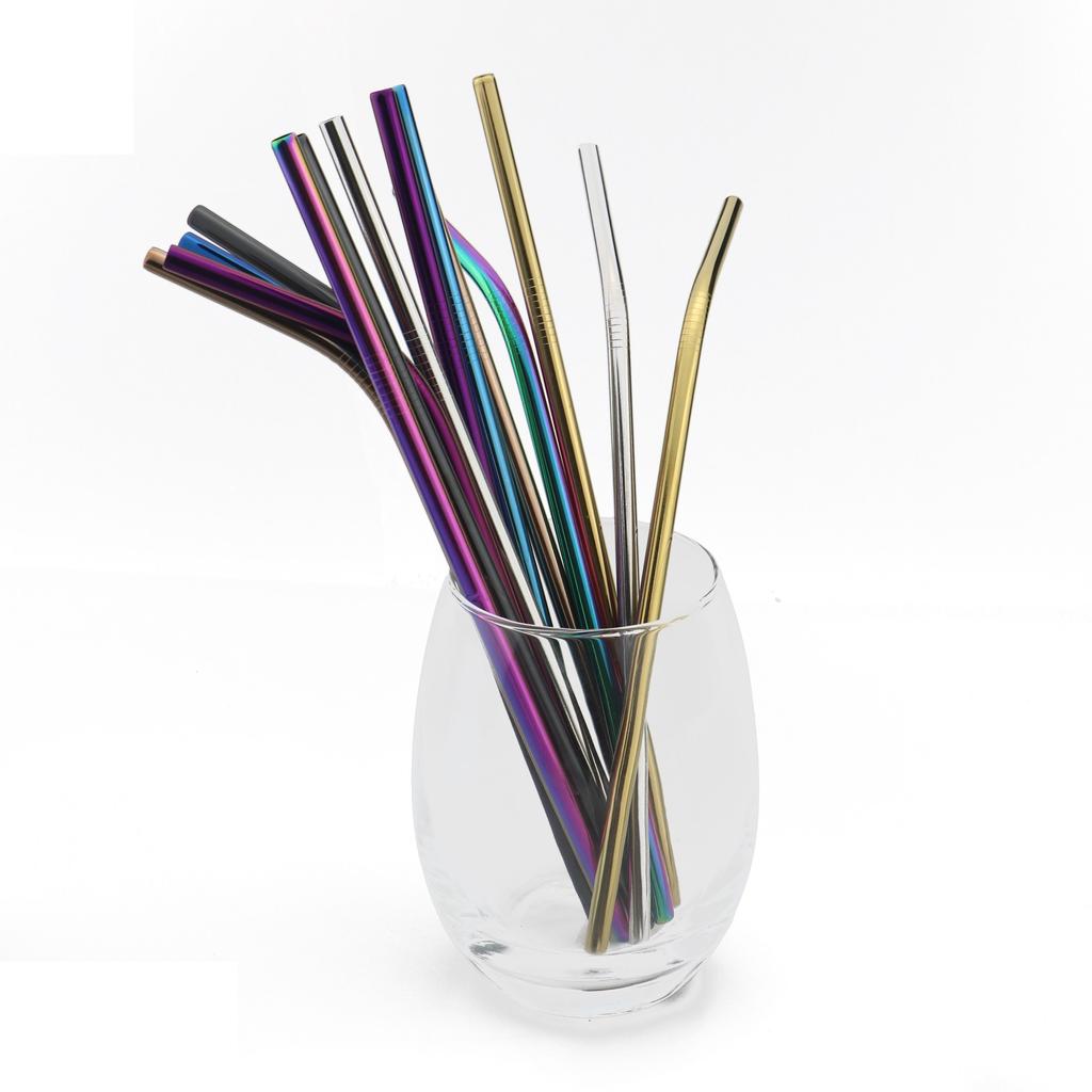 6pcs/11pcs Reusable Straws 18/10 Stainless Steel Gold Drinking Straw Set Mteal Straw Coffee Party Bar Straw With Cleaner Brush Portable Bag