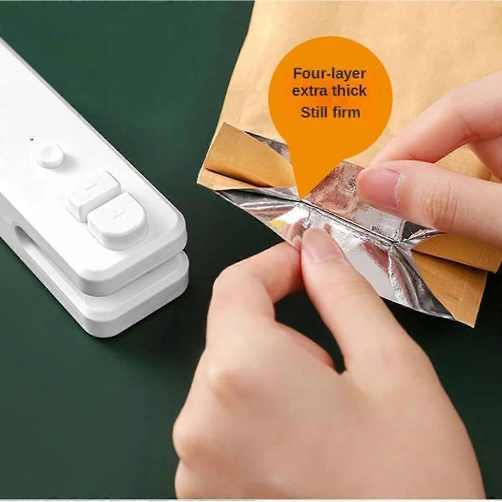 2-in-1 Mini Bag Sealer, Vacuum Sealer for Snacks, Mini Refillable Pouch Sealer, Seals and Cuts to Keep Food Fresh (Pink+Grey)