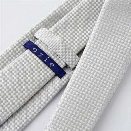 [Ojie] Men's Tie, Silver, 100% Silk, Made in Japan, Formal Tie, Ceremonial Wear, Wedding, Reception, Business