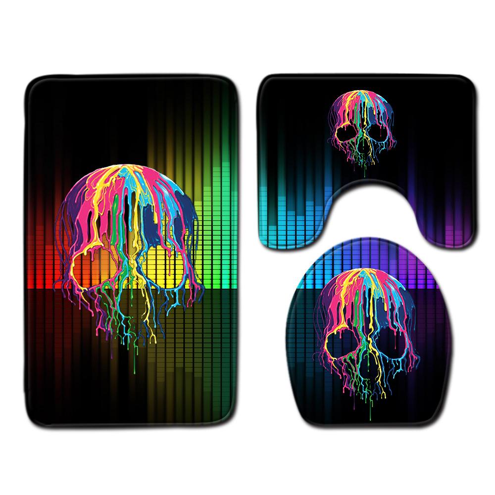 Covor de podea creativ din trei piese pentru toaletă, covor de ușă, covor de baie, covor de ușă moale antiderapant