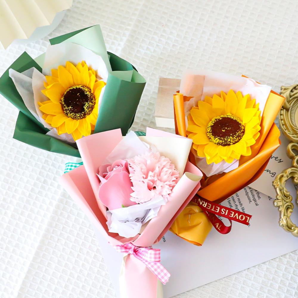 

Carnation Rose Sunflower Flower Bouquets Realistic Soap Flower Home Decor
