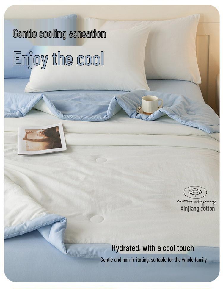 Xinjiang Cotton Summer Quilt: Machine Washable Lightweight AC Blanket for Spring & Autumn