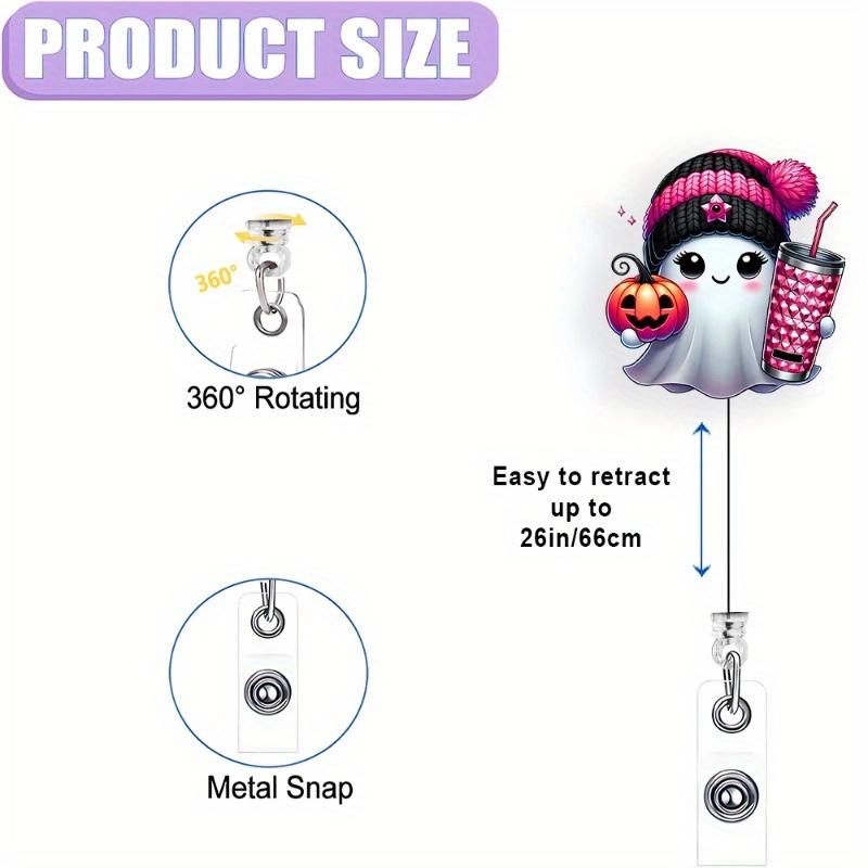 Unique Halloween ghost ID badge clip with heart anatomy design. Perfect nurse/doctor gift.