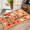 Teddy bear flannel floor mat, non-slip washable farmhouse style, suitable for indoor and outdoor use.