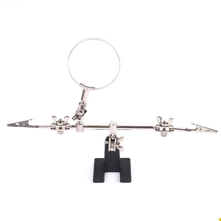 Golden Horse Three-Hand Auxiliary Clip Magnifier, 65mm, Green Box