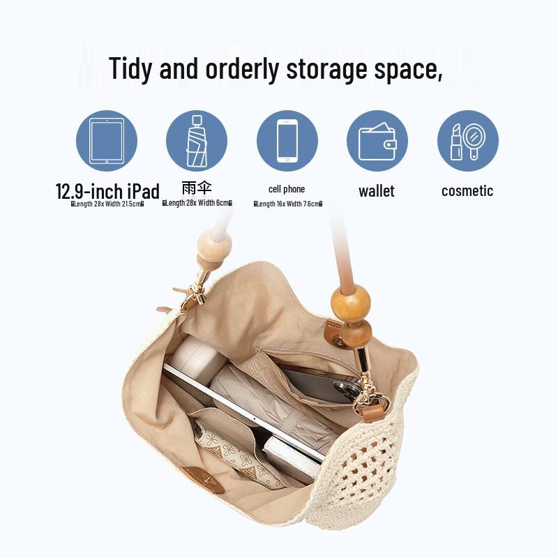 Straw Man Woven Shoulder Tote Bag