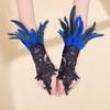 Women's Feather Wrist Cuffs Gothic Lace Feather Long Fingerless Gloves Halloween Party Cosplay Accessories Swan Wings Wristband Cuff Stage Performance