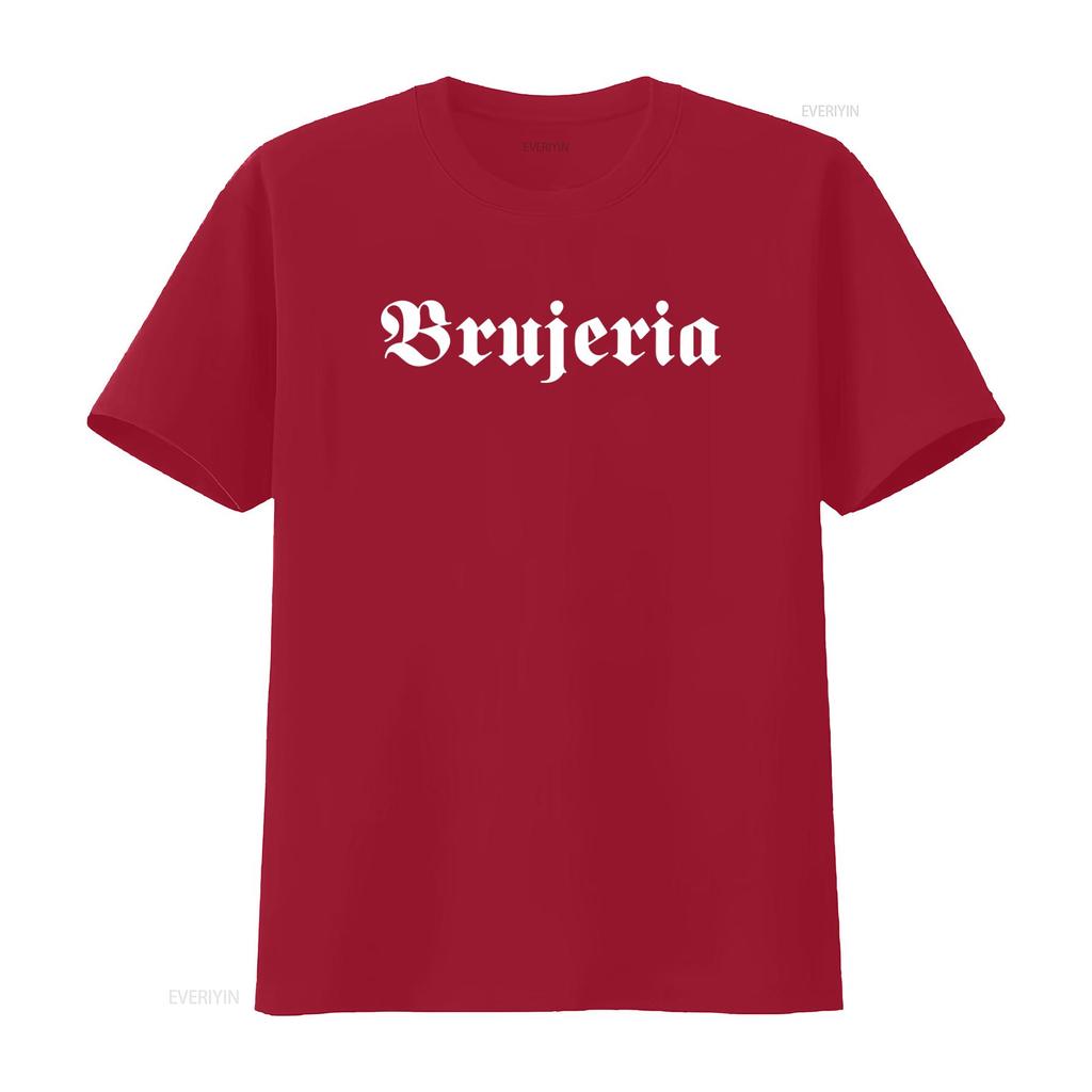BRUJERIA T-SHIRT Nuova Grafia Gotica Disponibile in Tutte le Taglie S M L XL XXL Colori Nero Bianco vintage Lavato Casual streetwear