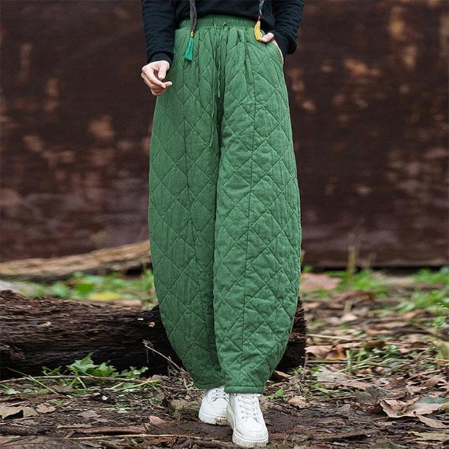 

Plus Size Women s Green Padded Jacket & High Waist Warm Cotton Lantern Pants XL [125-140 kg] зелёный