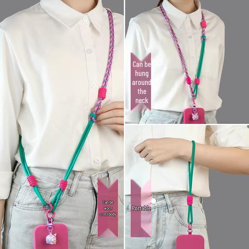 Multifunctional Color Block Phone Lanyard – Detachable Crossbody, Neck, and Wrist Design