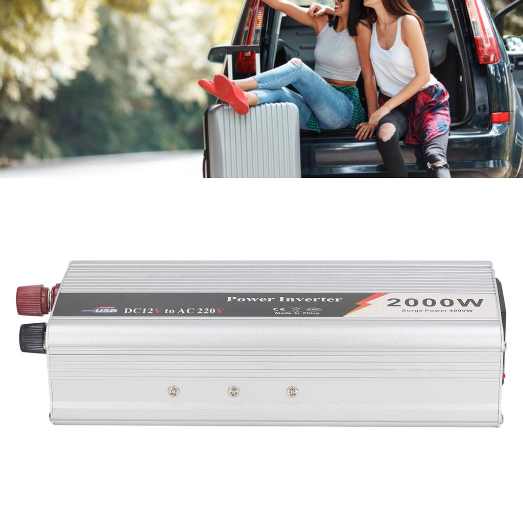 Car Power Inverter 2000W DC 12V To AC 220‑ with 5V USB Output Sine Wave Converter