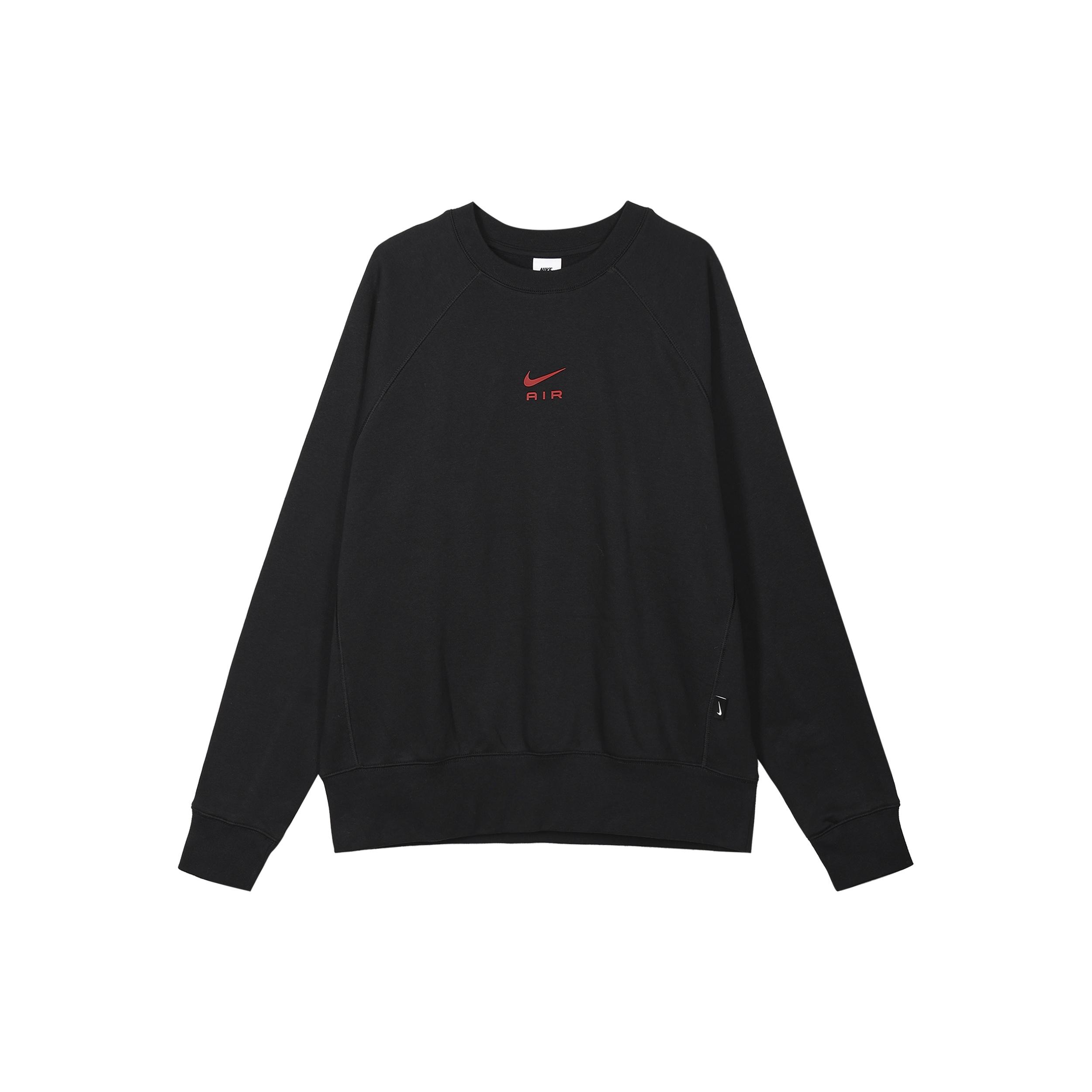 Nike Air Fleece Crewneck Black Red Men s FB7204-010 S