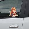 Cartoon Little Girl Cow Glass Car Background Beautification Decoration Stickers