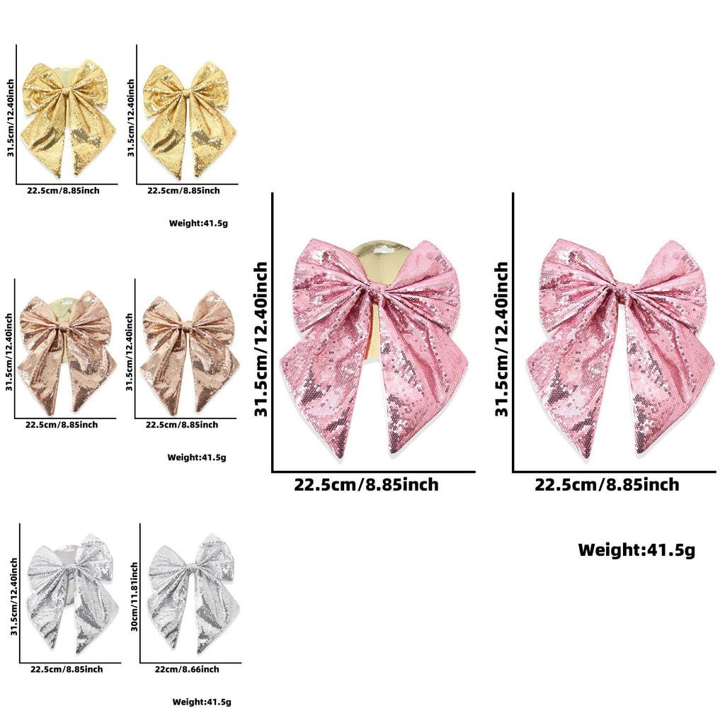 Sparkling Holiday Bow Sequin Pearl Cotton Bow Christmas Tree Decoration Set