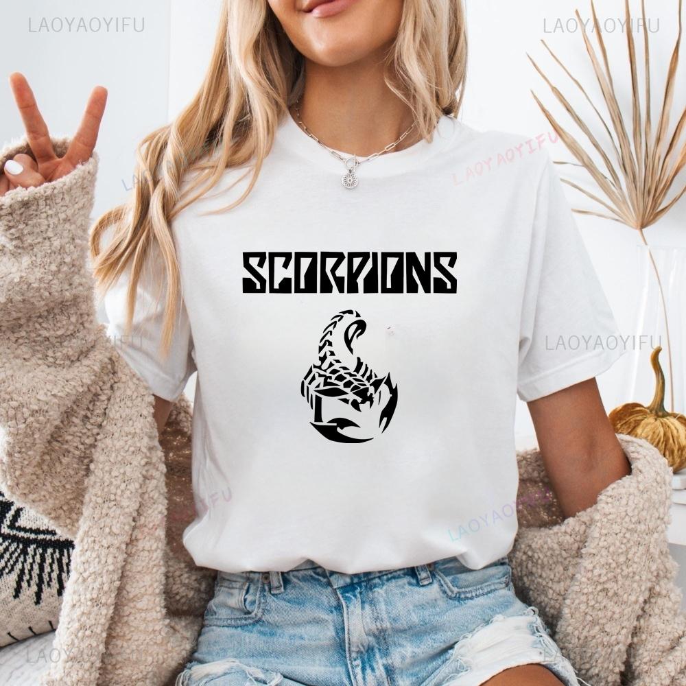 Loose and Retro Scorpions Rock Band Summer Y2K Short-sleeved Shirt Suitable for Both Men and Women, Large Size T-shirt