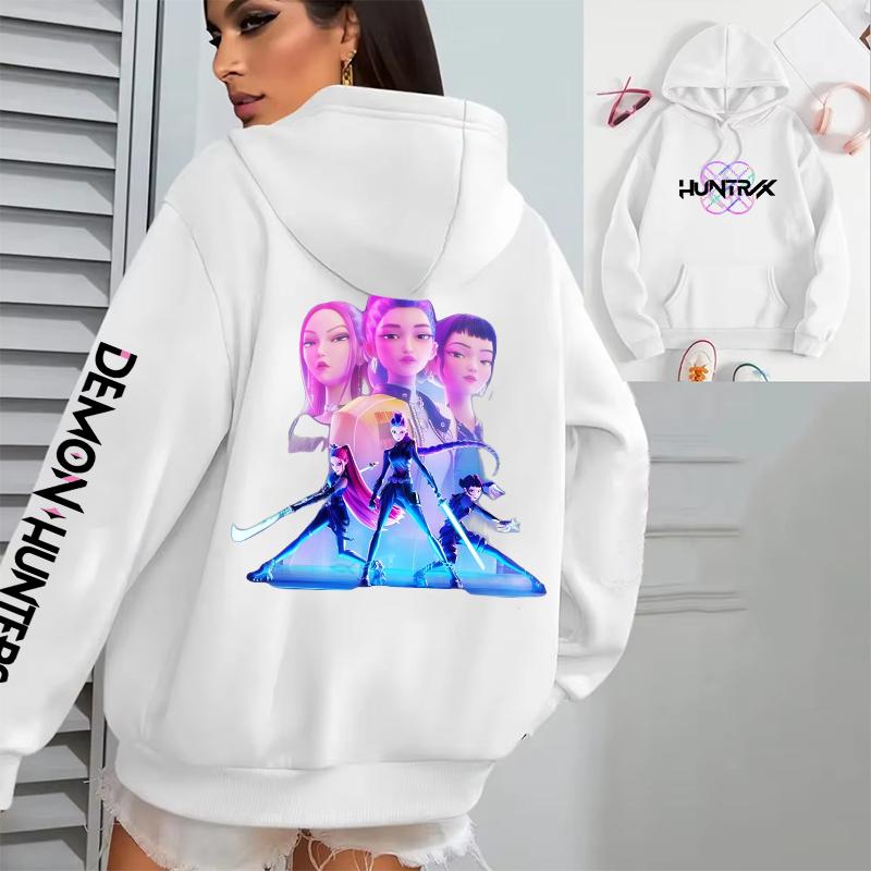 Funny Anime KPop Demon Hunters Mira Rumi Zoey Print Hoodie Fashion Women Men Casual Tops Pullover Hoodies Ladies Sweatshirt