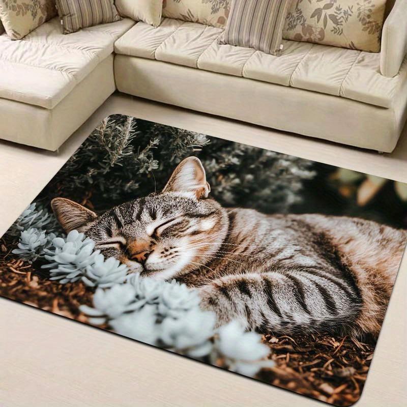 Cartoon style, cat sleeping pattern sponge carpet, dirt-resistant indoor and outdoor entrance doormat, non-slip, soft and comfortable
