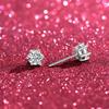Classic Moissanite Stud Earrings, Women's S925 Sterling Silver, Simple Six-Prong Setting, High-End Cartilage Style.