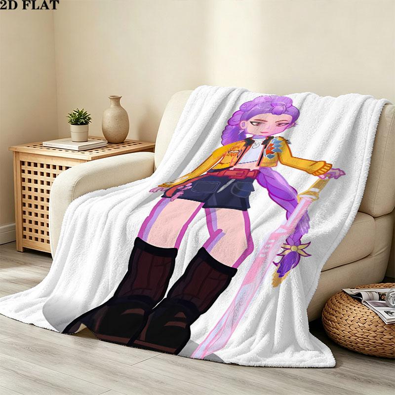 1PC Kpop Demon Hunters Patterned Flannel Blanket Suitable For All Seasons For Home Decor Warmth And Comfort Gifts Holiday Present
