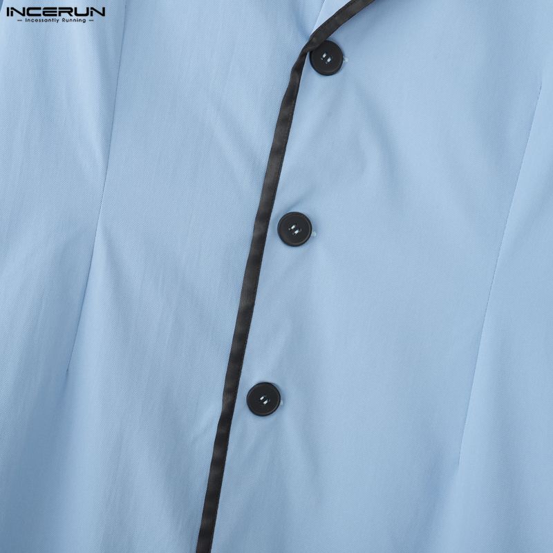 INCERUN Pánské klopové sako s dlouhým rukávem, prošívané, s otevřeným předním dílem, dlouhé blejzrové kabáty