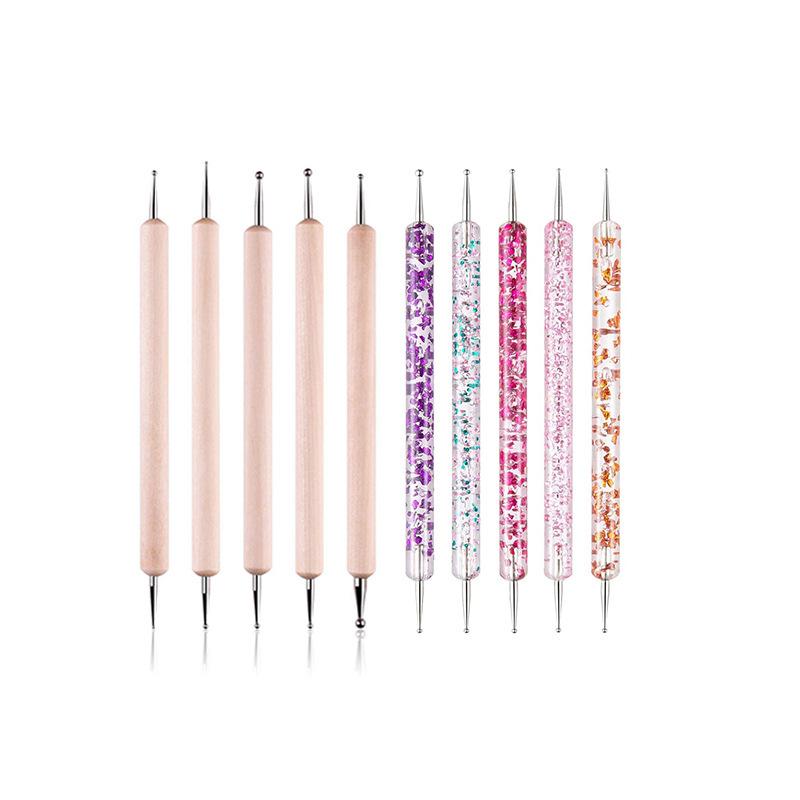 Dual-Ended Nail Art Dotting Pen & Wax Pencil Set - 5 Pieces