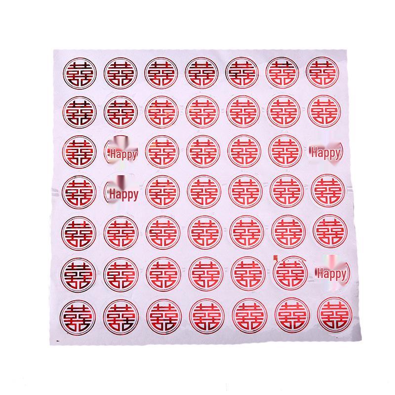 Double Happiness Festive Stickers: Cup, Envelope, Egg, and Window Self-Adhesive Seals for Weddings